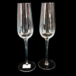 Set Of Two Williams Sonoma Champagne Flutes Marked WST RSRV 9 7/8" Tall